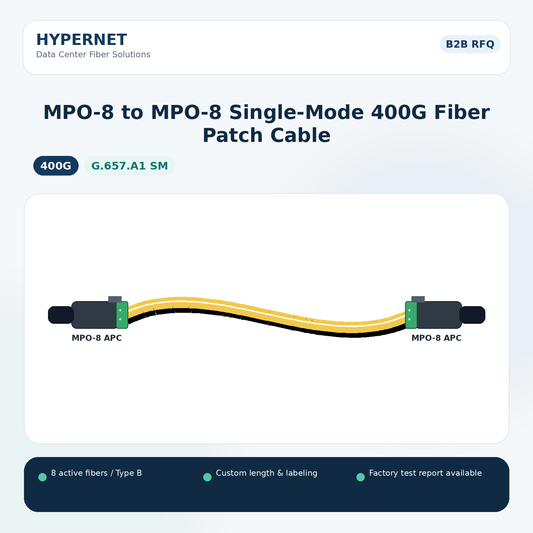 MPO-8 to MPO-8 Single-Mode 400G Fiber Patch Cable